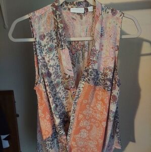 New York and Co Womens Floral Paisley Sleeveless Wrap Top Multicolor Size Medium